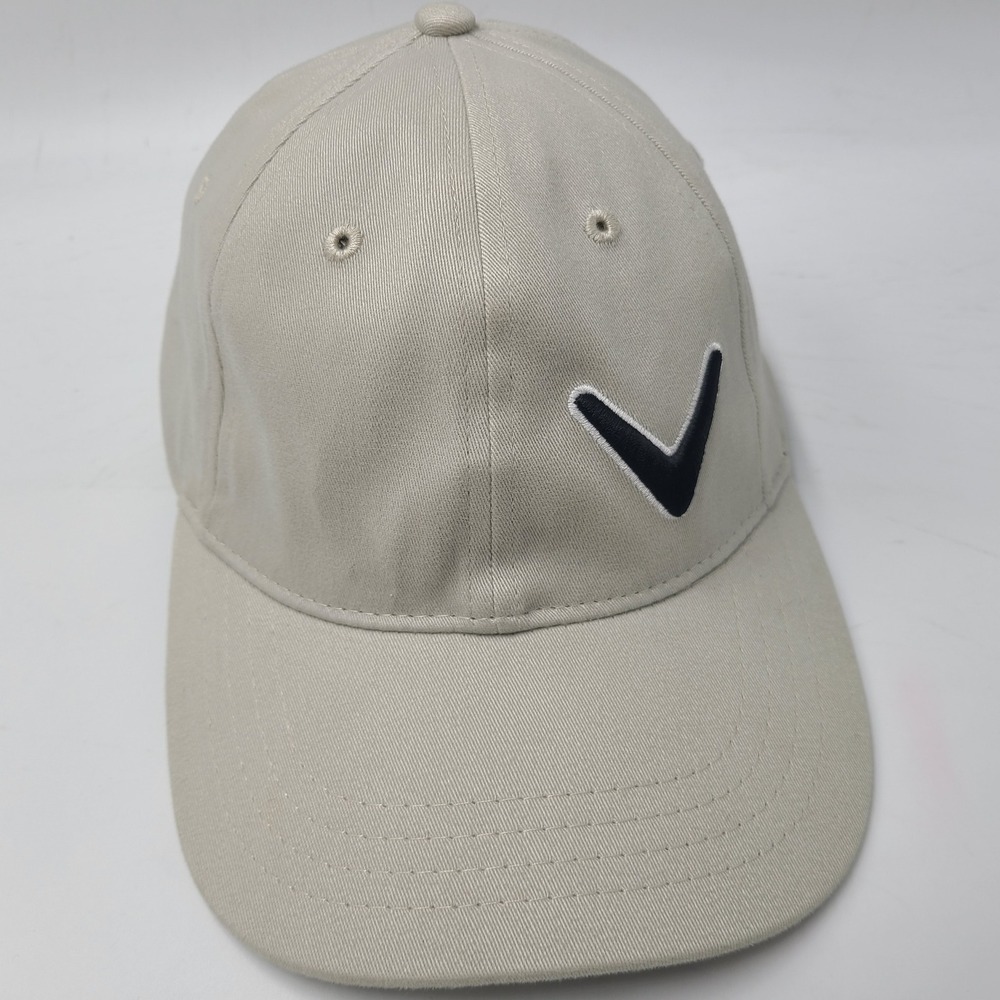 Callaway Hat Fitted (Seems L-XL) Beige Black Golf Logo Casual Cotton Blend Men